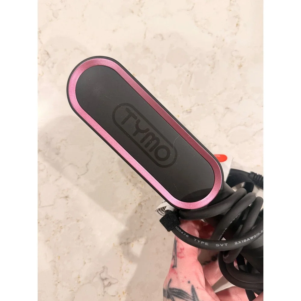 Tymo Ring Hair Straightener Brush Ionic Straightening Comb Black Pink HC100